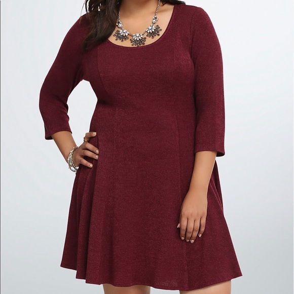 Hacci Knit Fluted Skater Dress - Picture 1 of 6